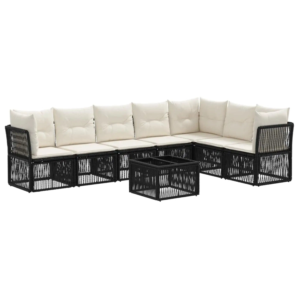 Set Divano da Giardino 8 pcs Nero polyrattan