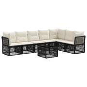 Set Divano da Giardino 8 pcs Nero polyrattan