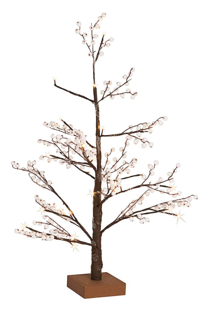 Mini Albero Natale con Luci Led e Bacche Decorazione Natalizia Alberello Glow Dimensioni: 45 cm H - 32 Led