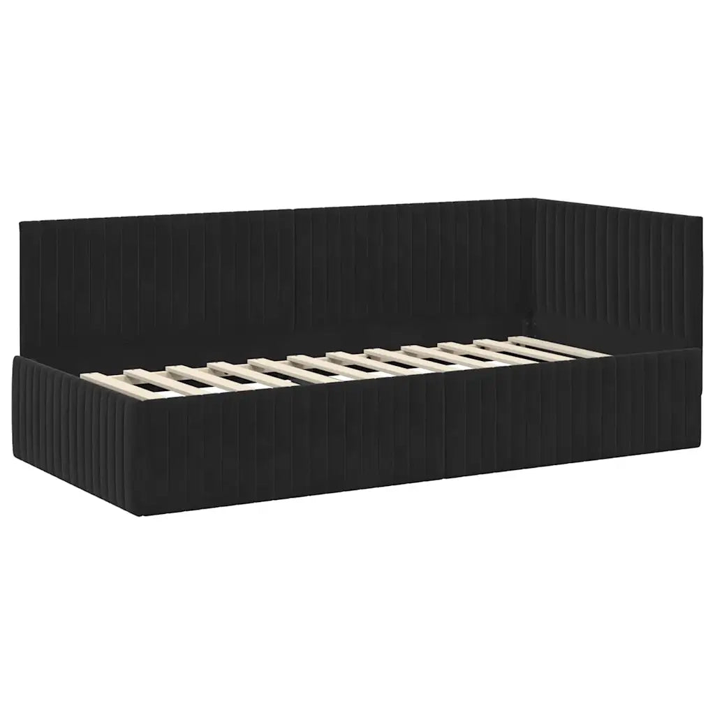 Cornice del letto ad angolo Nero 90 cm x 200 cm Velluto 42016271