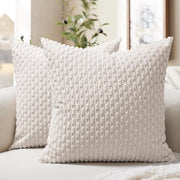 Set di cuscini 40x40 cm in panno a rilievo cremo, set da 2 - Cuscini eleganti bohemien, morbidi per soggiorno, salotto, camera da letto e giardino, per un'atmosfera naturale e calda.