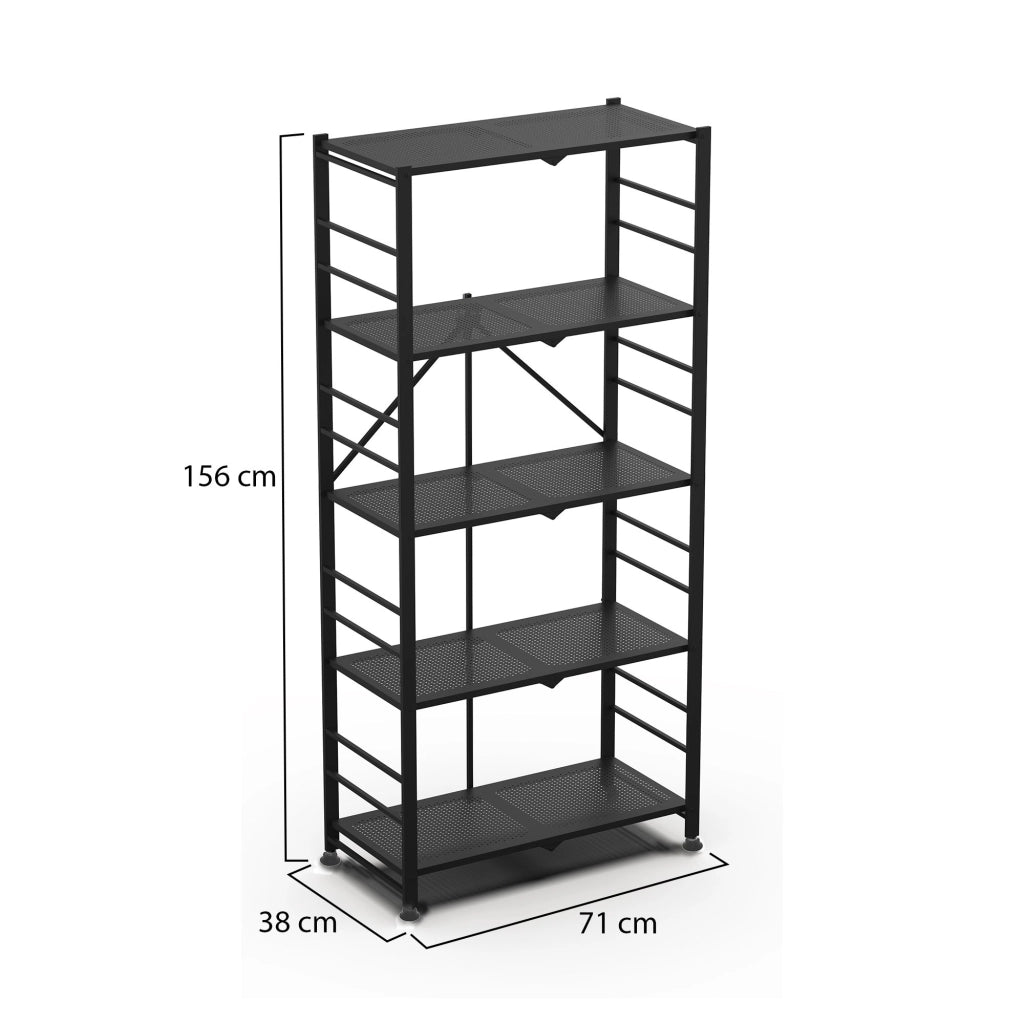 Minori, Scaffali 5 Ripiani, 71x38x156h cm Nero