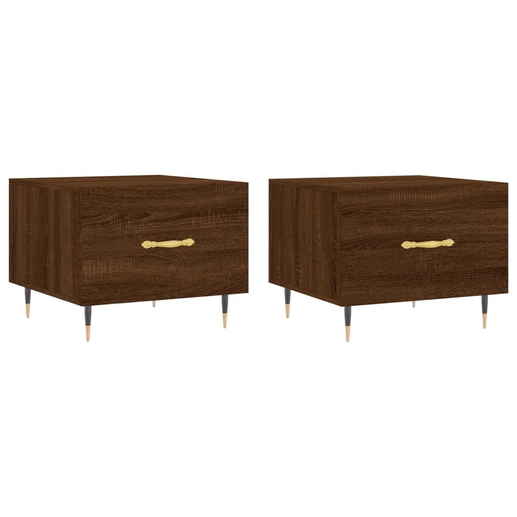 2 pz Tavolini salotto | Tavolino da caff¨¨ | Tavolino da Soggiorno Rovere Marrone 50x50x40 Legno Multistrato