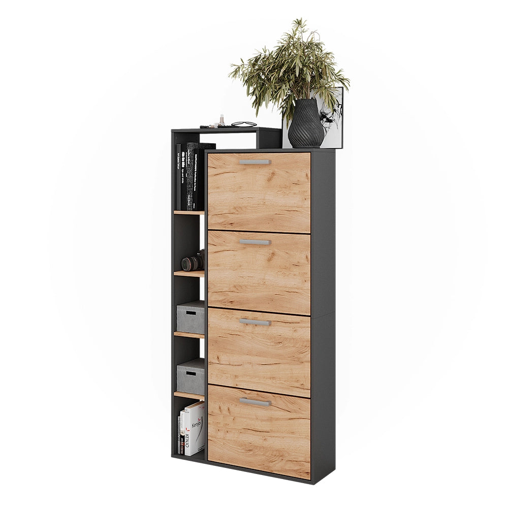 Vicco Scarpiera da ingresso Quercia dorata/antracite 80 x 166.1 cm con 4 scomparti