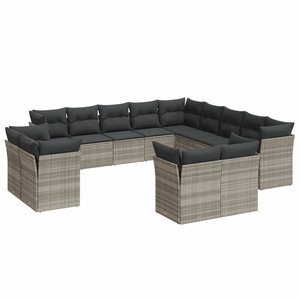 Set Divani Giardino 13 pz con Cuscini Grigio Chiaro Polyrattan