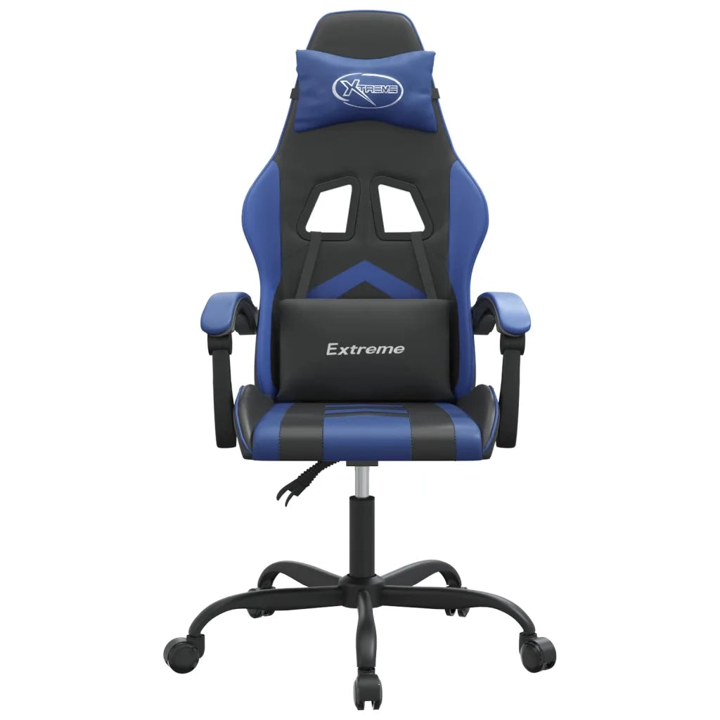 vidaXL Sedia da Gaming Girevole Nero e Blu in Similpelle