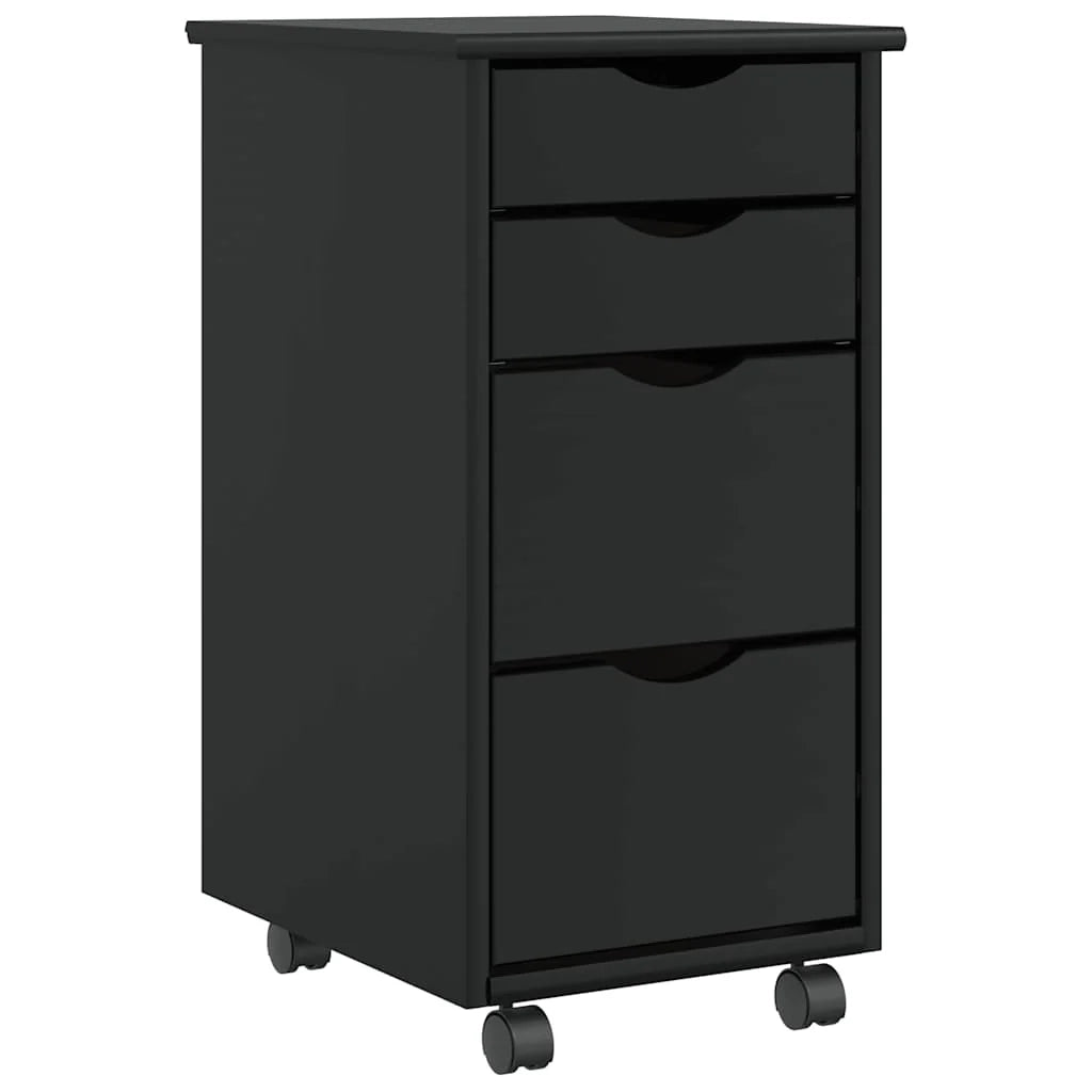 Armadio a rotelle con cassetti ampio spazio di archiviazione 34 x 39 x 65,5 cm legno di pino nero 02_0057659