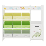 Scaffale dal design senza tempo per soggiorno camera da letto mobiletto per bambini con motivo a dinosauri 80 x 90 x 30 cm bianco 03_0011220