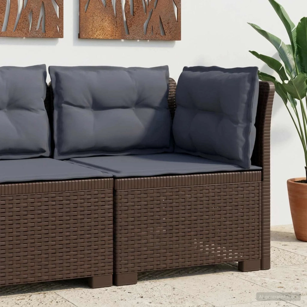 Divano da esterno-Divano da Giardino a 1 Posto con Cuscini Aspetto Rattan PP 850449