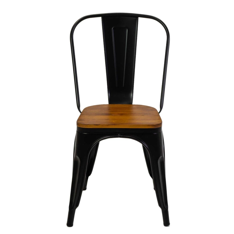 Sedia ferro new bristol nero seduta legno cm 43x43h45/84