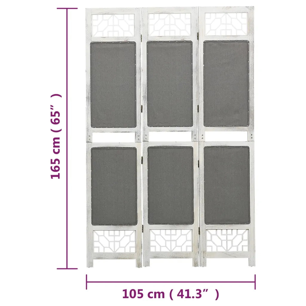 Divisorio a 3 Pannelli Grigio 105x165 cm in Tessuto cod mxl 76474