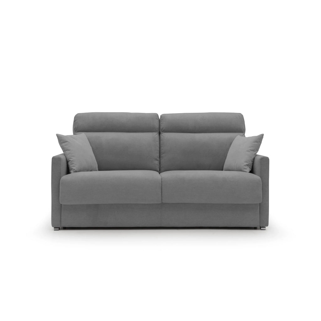 Margot Divano letto matrimoniale con schienale morbido alto in tessuto T02 156 cm (mat.120x197) grigio
