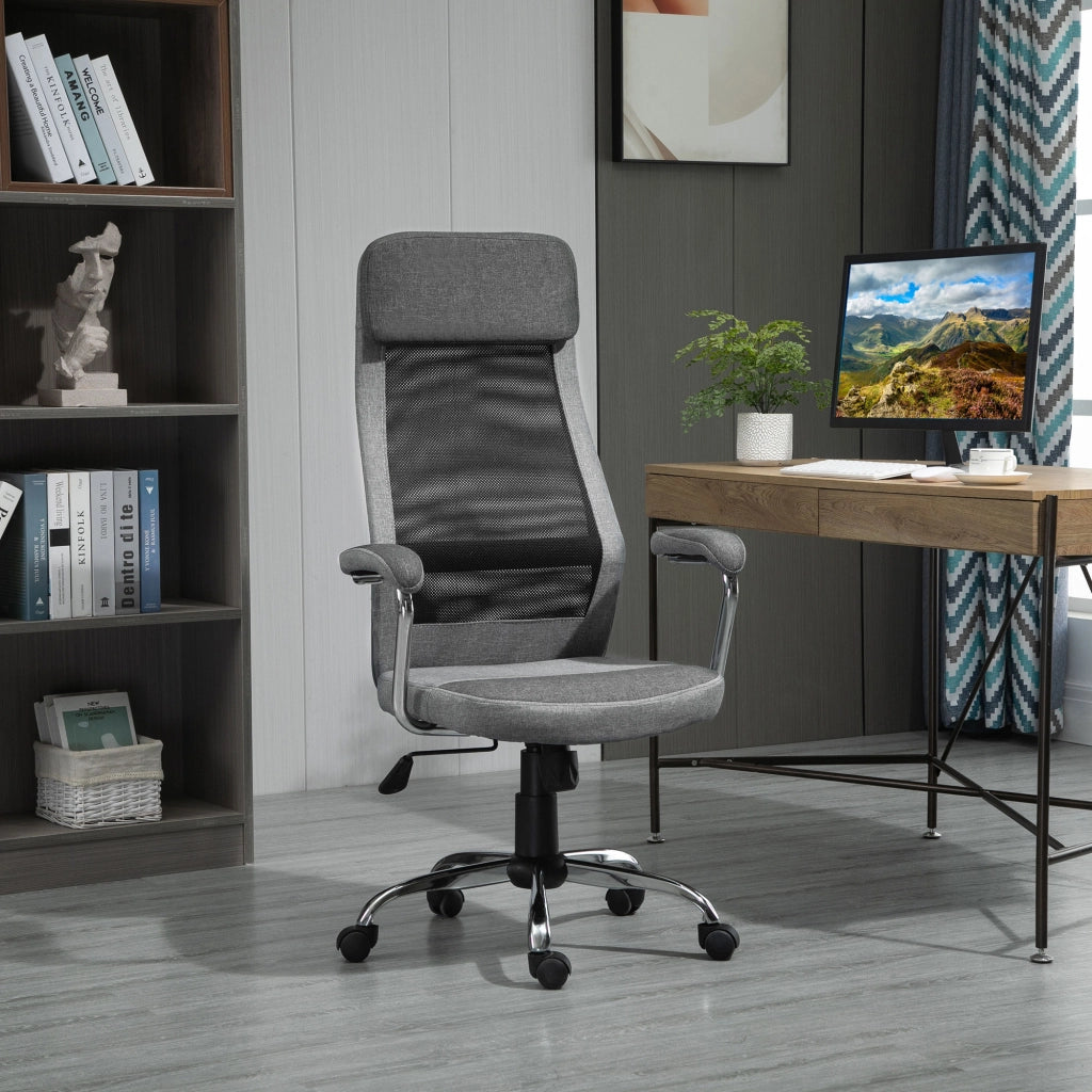 Sedia da Ufficio Ergonomica Girevole con Schienale a Rete ¨C Zephmum ¨C Grigio 65x67x119-129cm