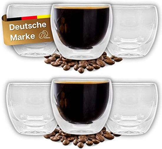 Tazze per cappuccino a doppio strato, tazze per caffè, tazze per latte - tazze per moka - tazze per caffè - tazze per caffè 6*80 ml