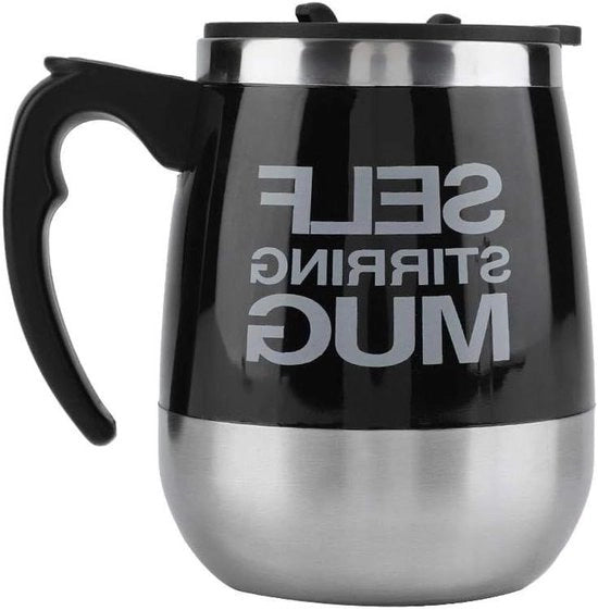 Mok con mixer automatico e riscaldamento, in acciaio inossidabile, adatto per caffè, latte e cioccolata calda, per uso domestico, ufficio e in viaggio (nero)