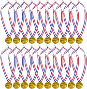 Medaglie Premium - Medaglie d'oro per bambini (20 pezzi) - Medaglie con nastro tricolore - Attività competitive in scuole e comunità