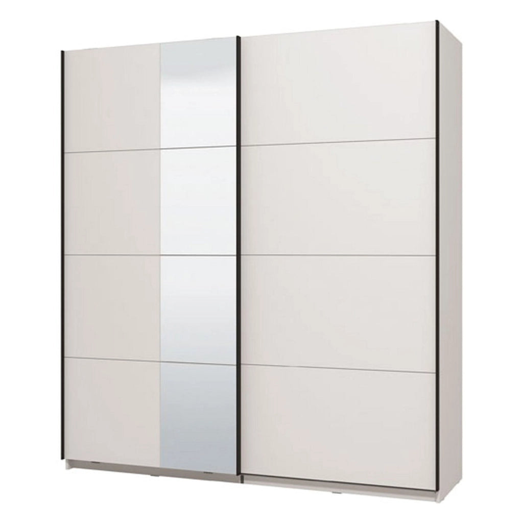 Armadio Camera da Letto Porlezza, Guardaroba Grande Appendiabiti, 195x217.5h cm Bianco Opaco