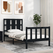 Giroletto con Testiera Nero Small Single in Legno Massello 3192195