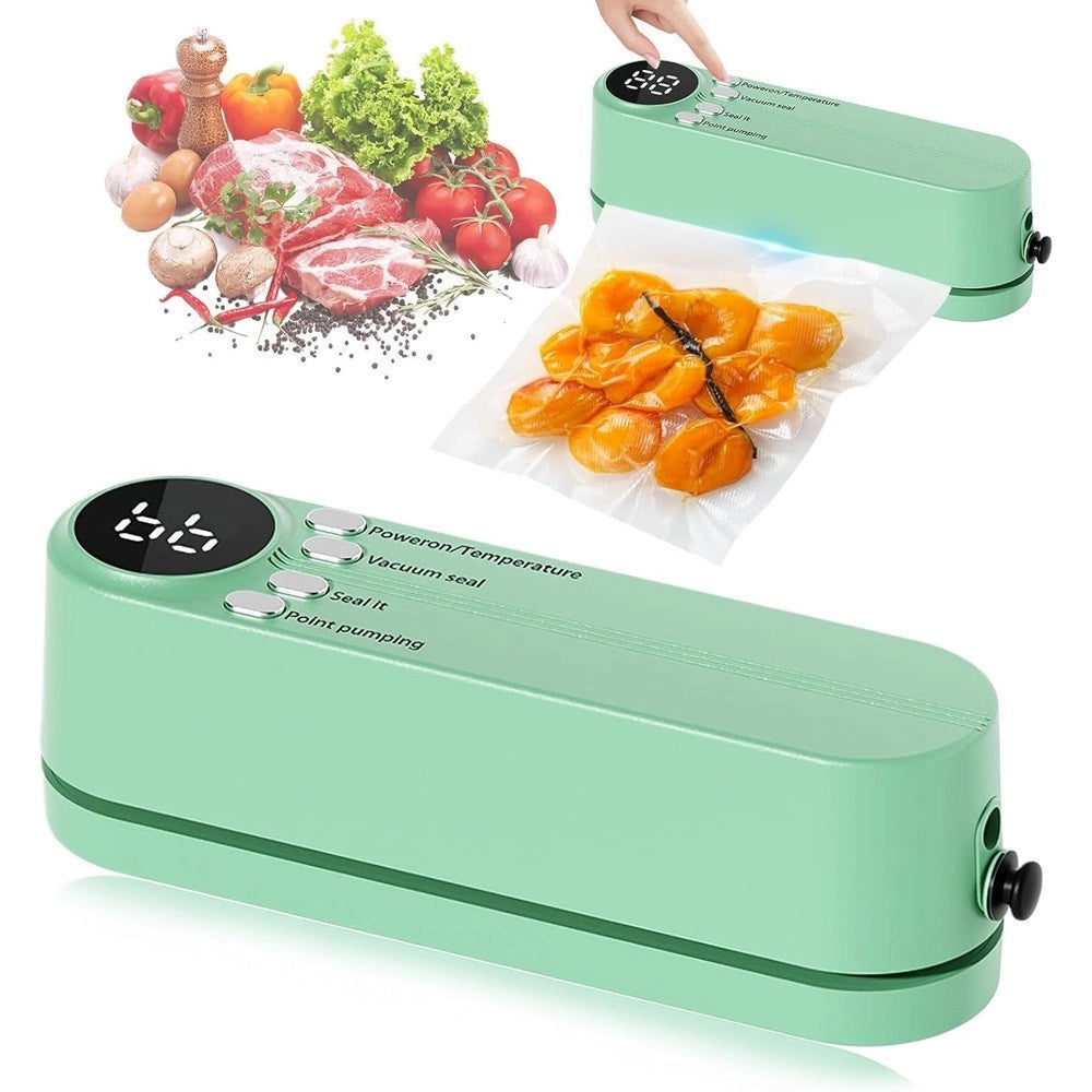 Trade Shop - Mini Sigillatore Per Sottovuoto 7in1 Portatile 3 Velocità Ricaricabile Con 5 Sacchetti -