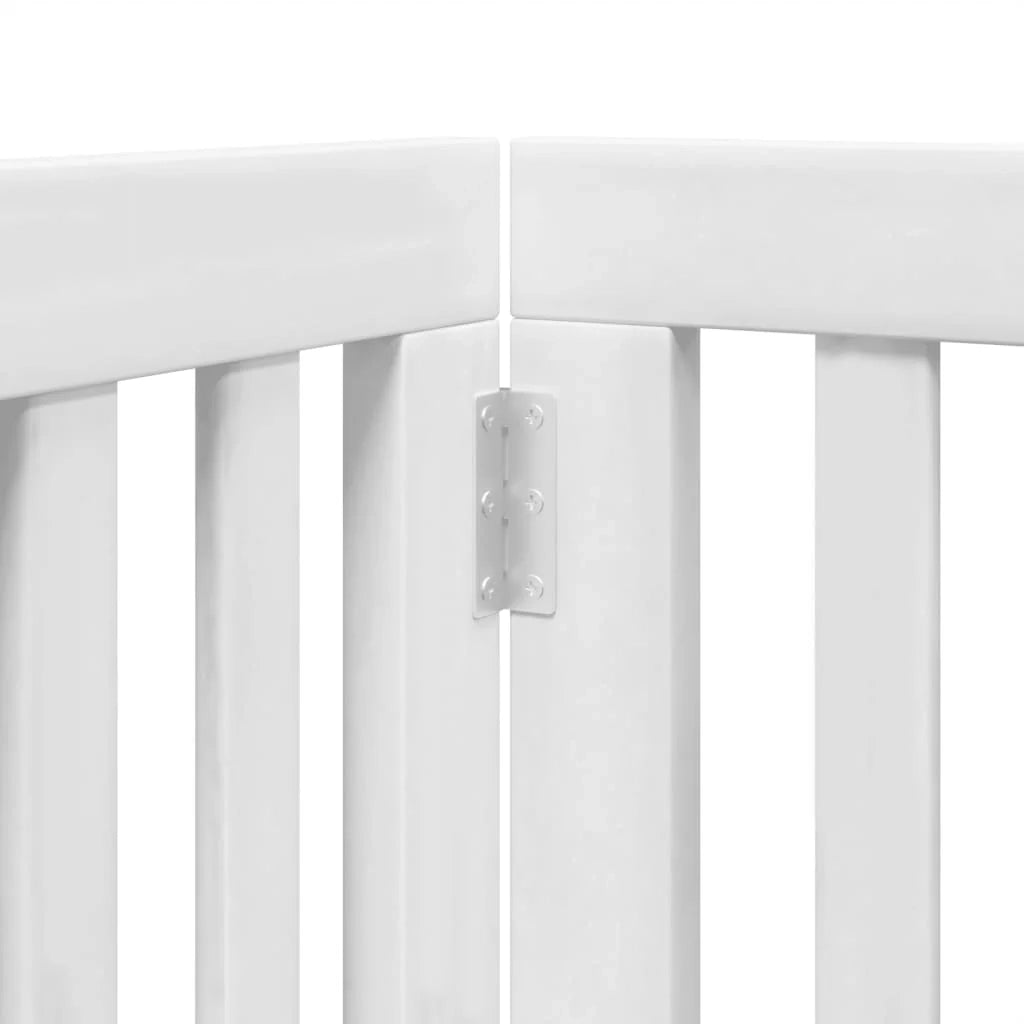 Cancelletto di sicurezza per animali domestici porta pieghevole 9 pannelli legno di pioppo bianco 02_0023293