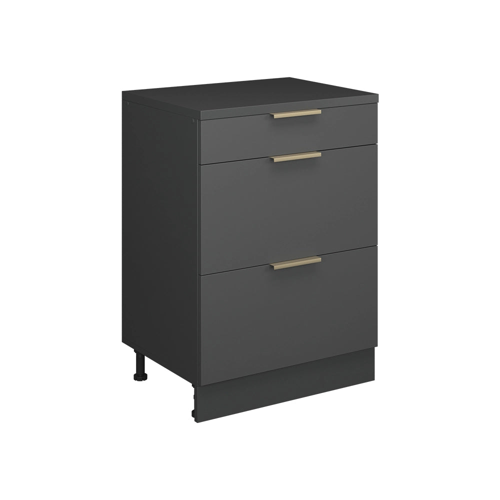 Mobile per mansarda Rion Antracite-oro/Antracite 60 x 83.8 cm senza inclinazione con 3 cassetti Vicco