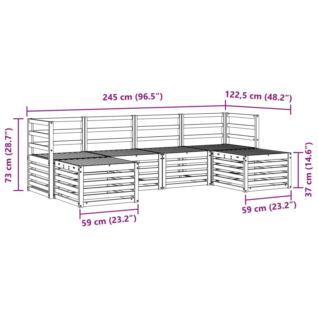 Set divani 6 pcs Bianco Legno di Acacia Massello 3392254