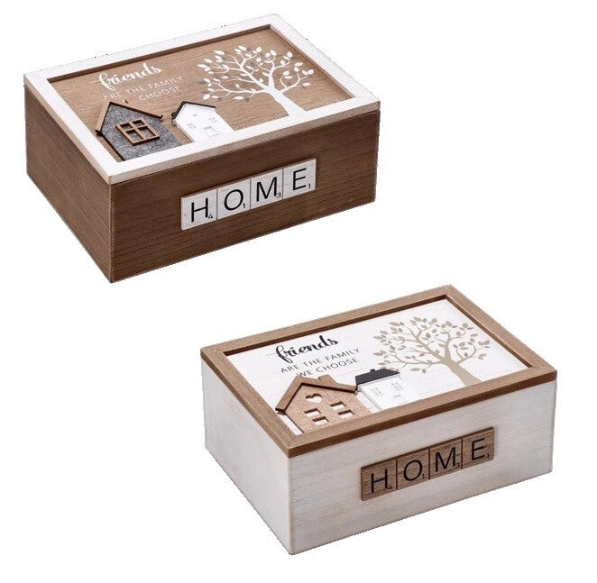 Scatola Multiuso Decorativa Casa in Legno 24 x 16 x 10 cm 2 Colori