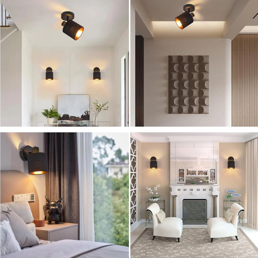 ZMH Faretto da soffitto plafoniera vintage orientabile 350° E14 soggiorno