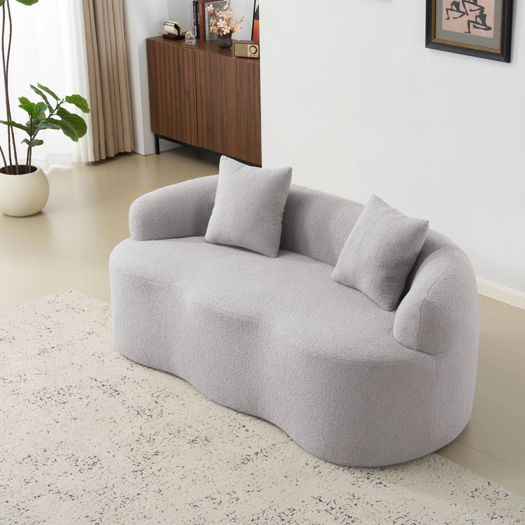 DIVANO 2 posti ondulato 67x61x48 cm grigio chiaro schiuma e molle