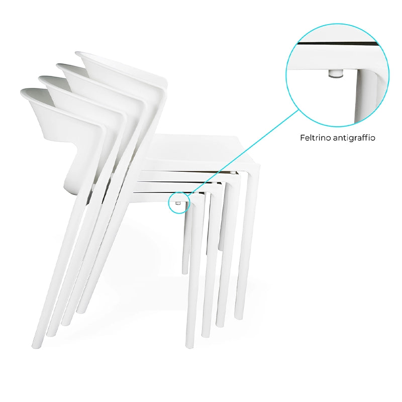 Set di 2 sedie impilabili in plastica bianca – Gaia - SD08GAPP
