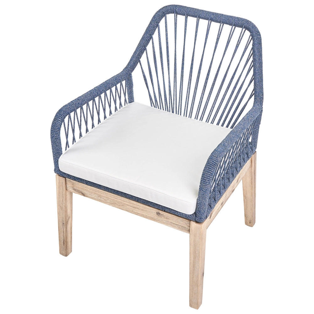 Set da Esterno con Tavolo in Cemento Sintetico blu marino e 6 Sedie in Vimini