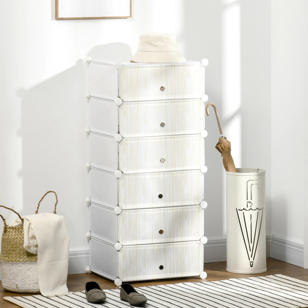 EasyComfort Mobile Scarpiera Modulare Salvaspazio, 6 Cubi 45x35x17 cm in Acciaio e PP, Bianco