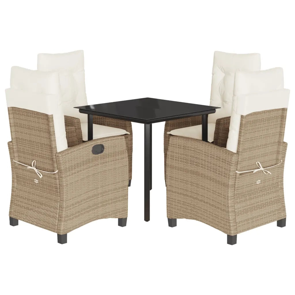 Set da Pranzo da Giardino 5 pz con Cuscini Beige in Polyrattan 3212813