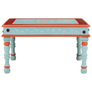 Tavolino Salotto Blu Dipinto a Mano in Legno Massello di Mango 353763