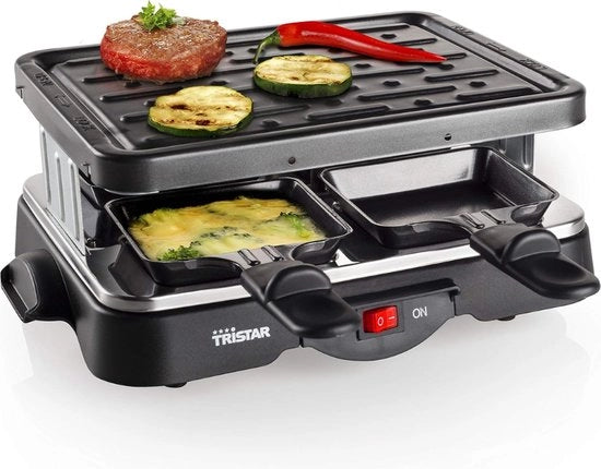 Fornello a 4 persone - 500 Watt - Piastra di cottura Grillare con questo fornetto rettangolare a 4 posti. Incluso 4 pentolati e una potente piastra di cottura a 500 watt. Ideale per serate con la famiglia e cene informali.
