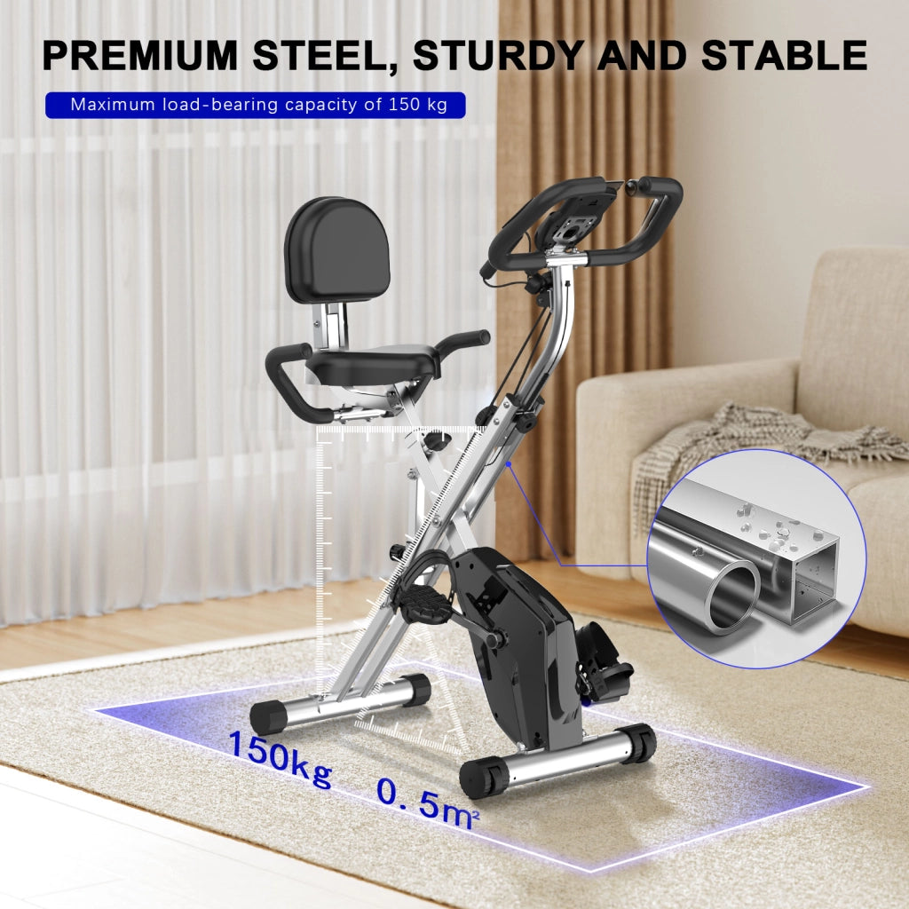 Cyclette Magnetica Pieghevole - RATTANTREE - con Display LCD e Sensore di Frequenza Cardiaca Cyclette - Argent
