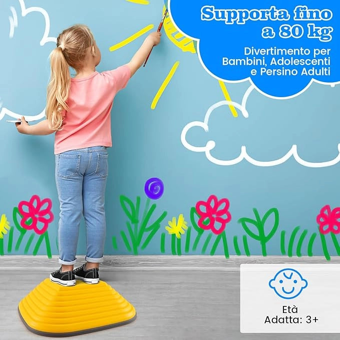 Pietre di Bilanciamento per Bambini 3+ Anni, Pietre Impilabili Antiscivolo da Interno/Esterno, Stepping Stones per Promuove la Coordinazione dell'Equilibrio e la Forza