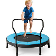 Trampolino per bambini con cuscino di sicurezza per bambini 3-6 anni, Trampolino da fitness per interno/esterno Blu-Trampolini