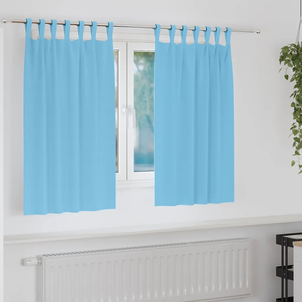 vidaXL Tende con tende 2 pcs Azzurro Poliestere