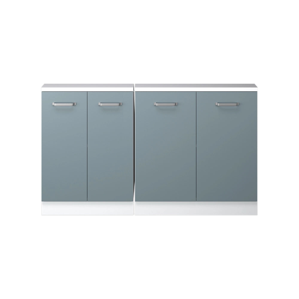 Mobile cucina sottotetto R-Line Grigio-blu/Bianco 140 cm Set di 2 Vicco