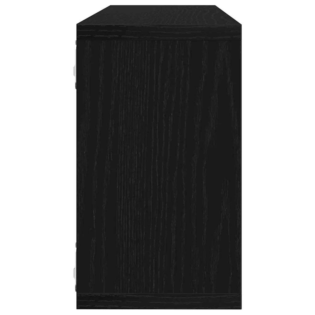 2 pz Scaffali da Parete | Mensola sospesa Rovere Nero 80 x 15 x 26 cm