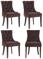 Set 4 poltrone pranzo Aberdeen in velluto marrone,antico