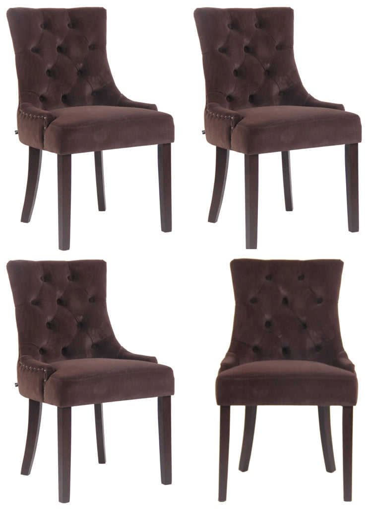 Set 4 poltrone pranzo Aberdeen in velluto marrone,antico