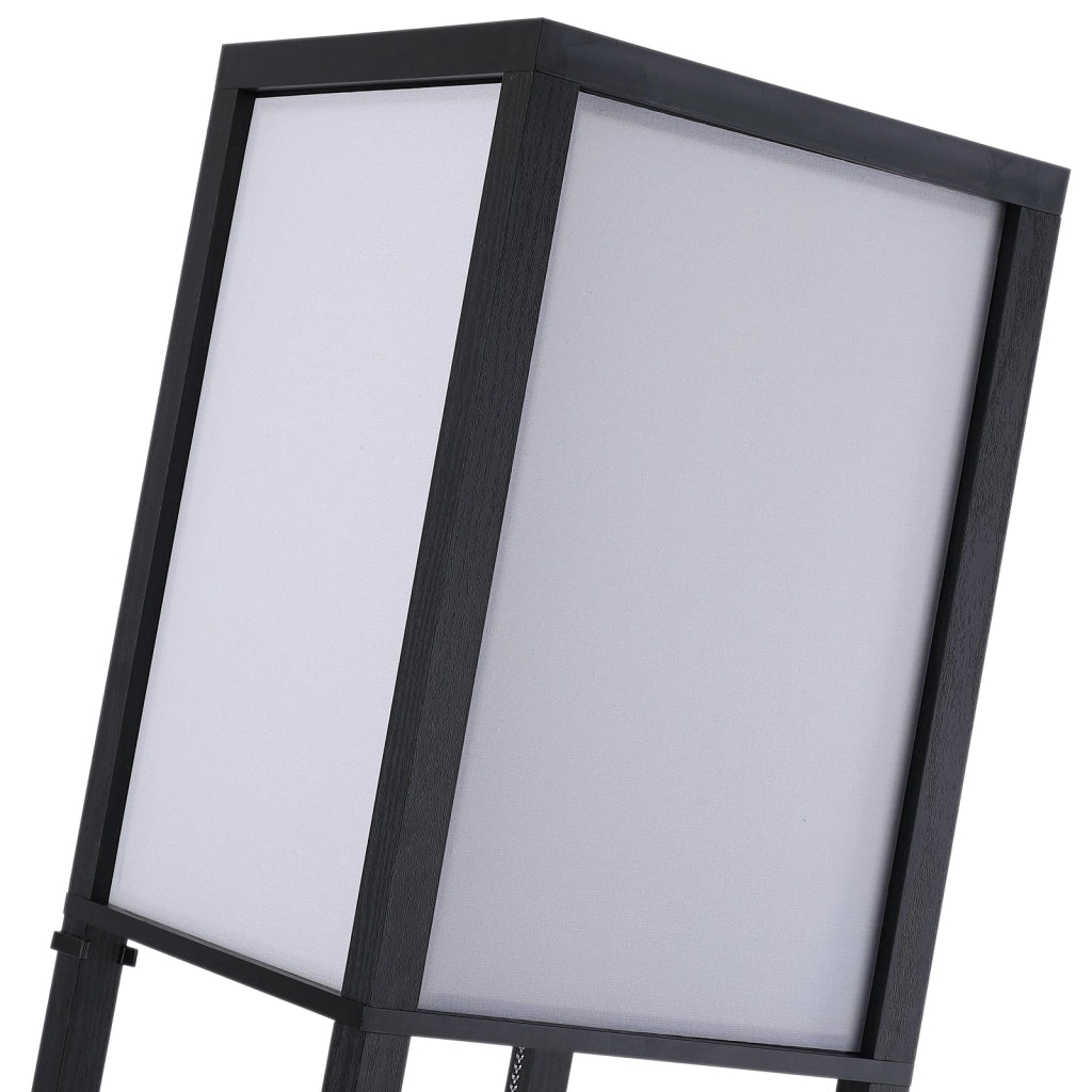 Scaffale Soggiorno in MDF con Lampada 40W Nero Bianco 26x26x160 cm