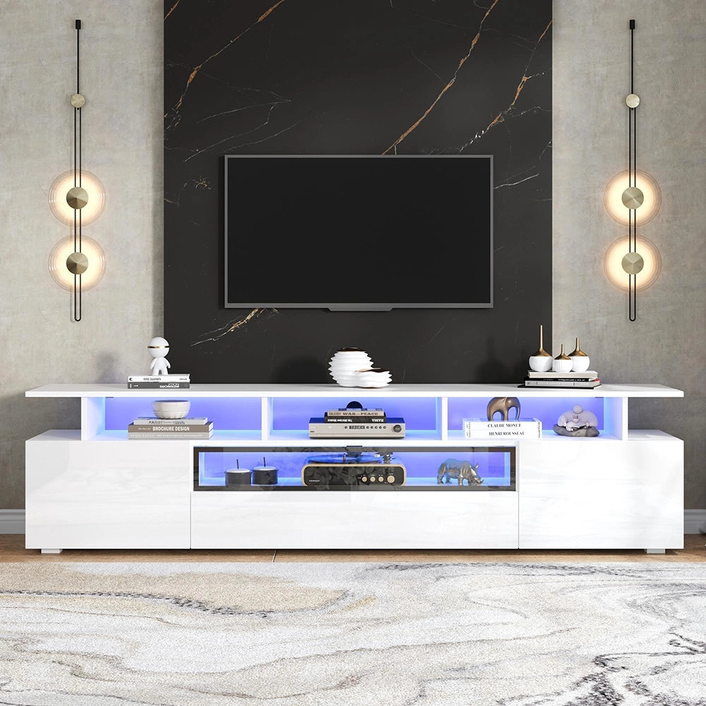 Mobile TV 180x38x45cm - Xylo - 2 Ante, 1 Cassetto, Luci LED, 10 Ripiani