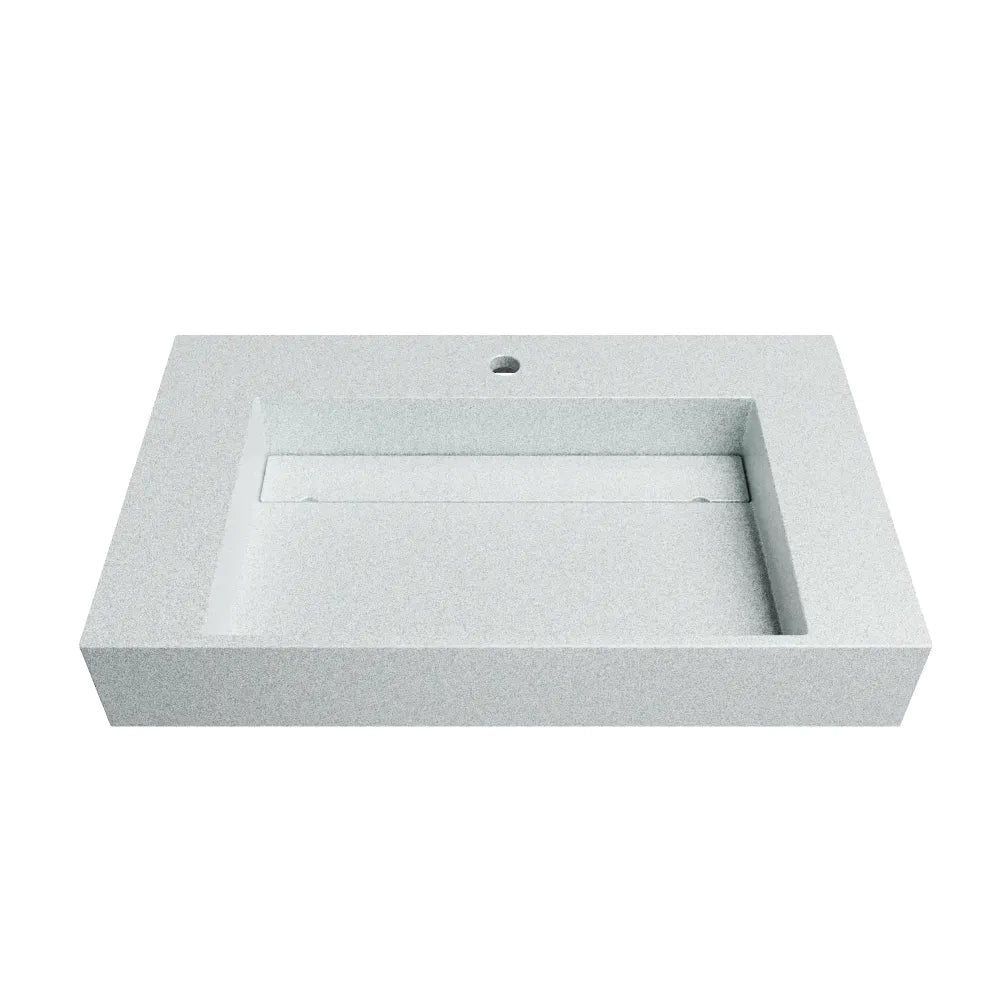 Lavabo sospeso a muro rettangolare 90x48x13 cm in microcemento bianco | Tasman