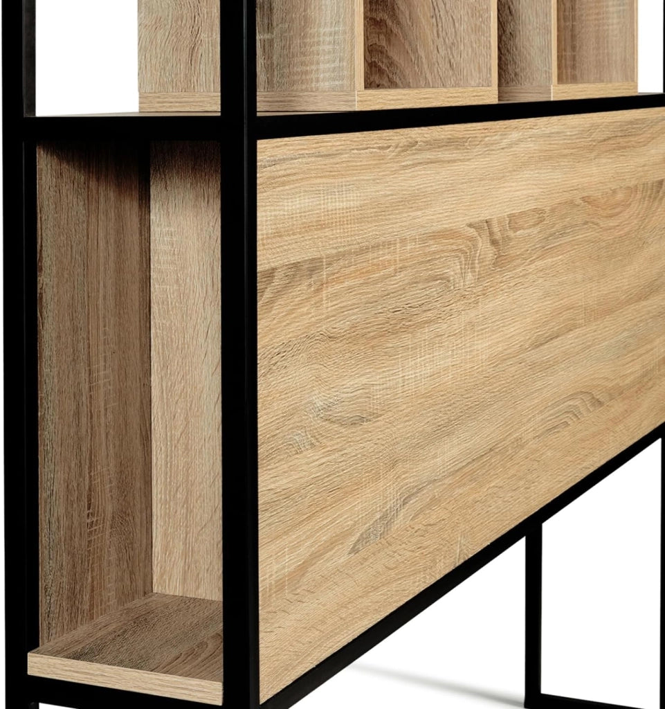 Testiera 145 cm design industriale legno e metallo nero DETROIT