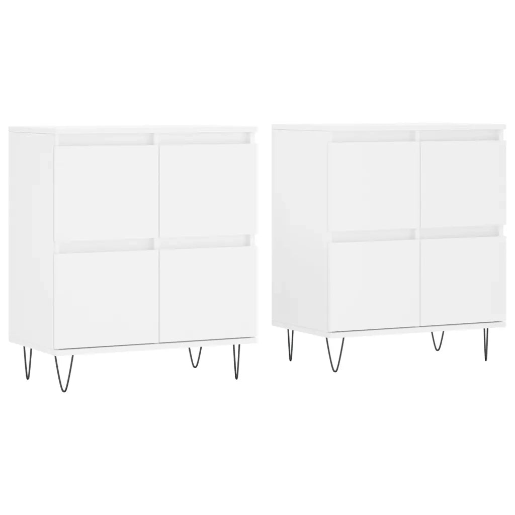 Credenze 2 pz | Madia | Buffet da pranzo | Armadio da pranzo Bianche in Legno Multistrato