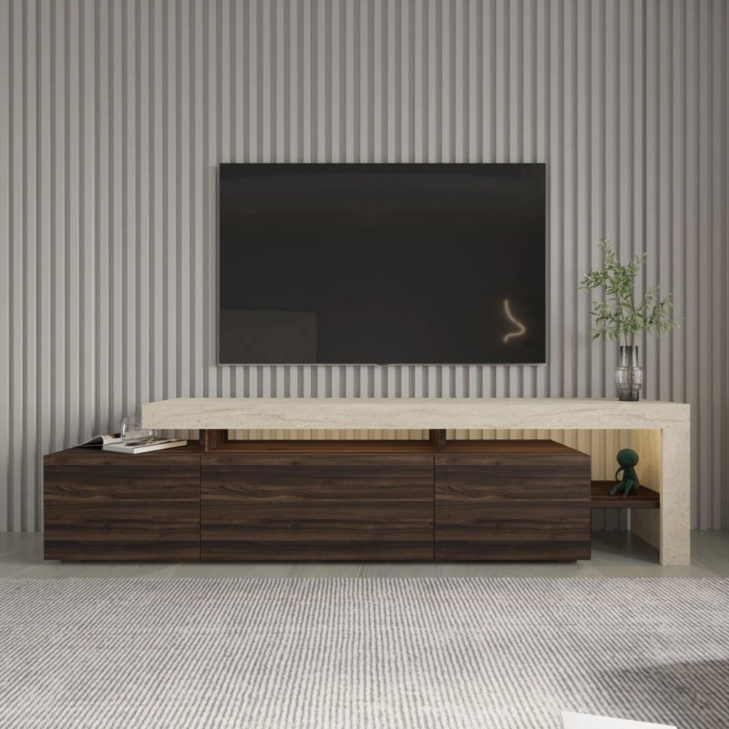 Porta TV in legno "Beliz" - 192 x 37 x 53 cm - Marrone