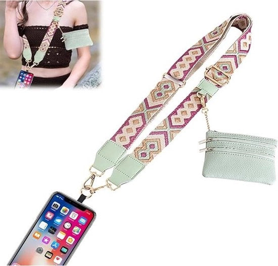 Cavo di ricarica universale - Cinture di ricarica - Catena per telefono - Cavo per telefono universale - Cintura di ricarica con tasca e cinturino - Cavo di ricarica regolabile e rimovibile per smartphone - Per la maggior parte dei modelli di smartphone